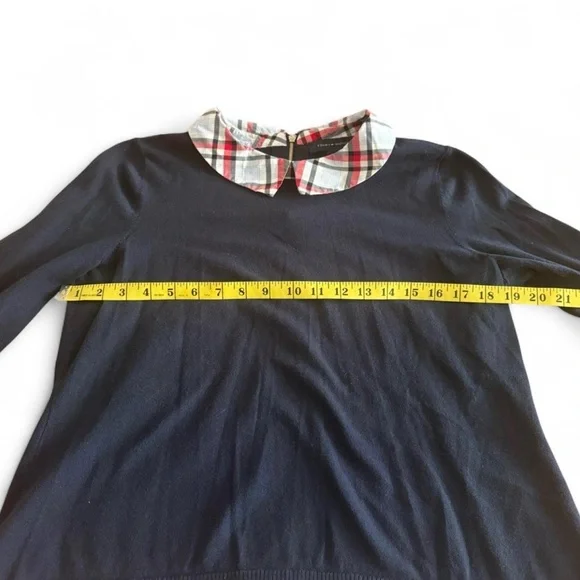 Tommy Hilfiger Navy Plaid Layered-look Sweater Size XL - Picture 6 of 7